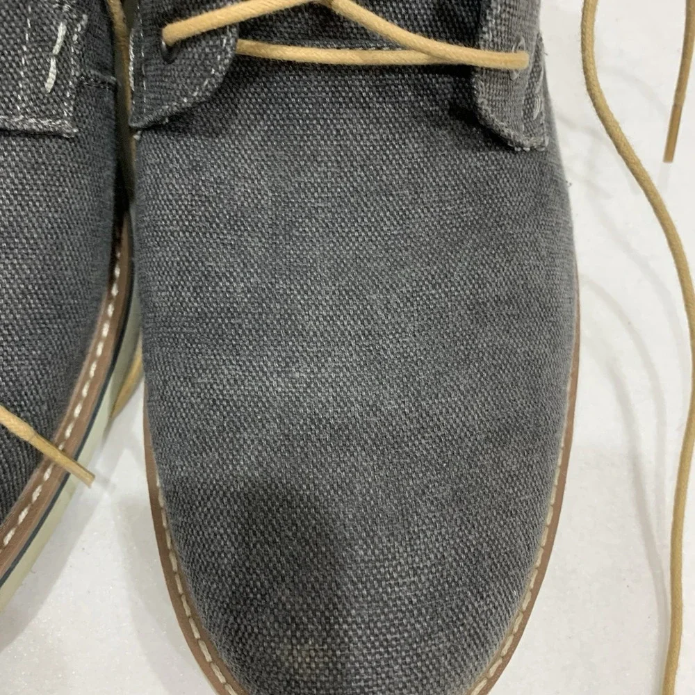 Nunn Bush Canvas Plain Toe Oxford Dress Shoes Mens 12 M Gray Brown Lace Up